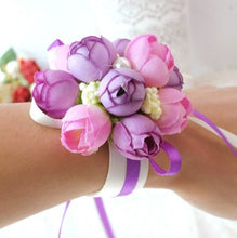 Load image into Gallery viewer, Artificial Flower Wedding Bridesmaid Sisters Wrist Flower Prom Corsage Bridal Hand Flowers Party Decorations