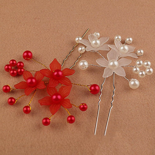1Pcs Trendy Flower Pearl Wedding Hair Pins Jewelry Headwear Clips for Bride