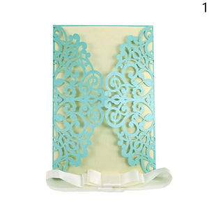 Paper Laser Cut Wedding Baby Shower Invitation Cards with Hollow