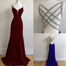 Load image into Gallery viewer, Beading Prom Dresses Long Elegant V-Neck Mermaid Robe De Soiree Women Solid Abendkleider 2018 Backless Sexy Long Party Gowns