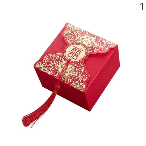 20 PCS Wedding Party Favors Candy Gift Boxes With Fringe Chinese Style (Red) S L