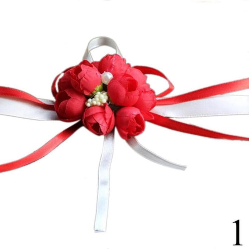 5 Colors Rose Corsage Wrist Bridesmaid Sisters Bride Hand Flowers Artificial Flowers for Wedding Bridal Prom Decoration